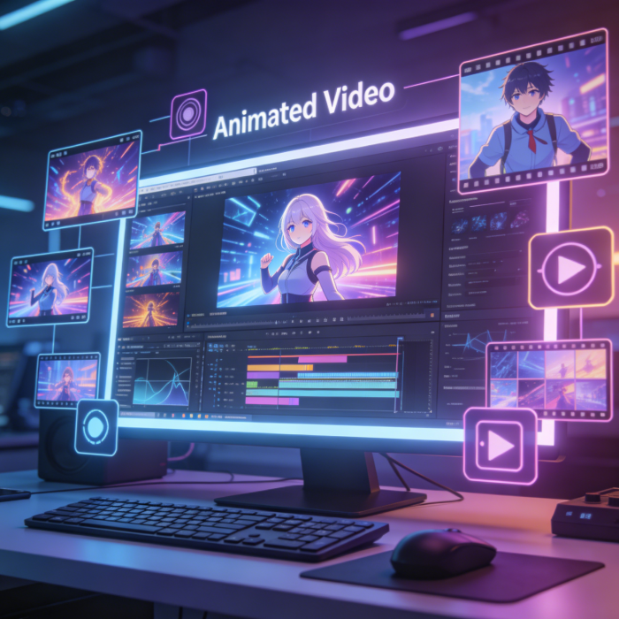 豊富なアニメーションテンプレートとシーンライブラリ